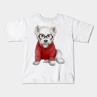 Hipster  Westie Red Sweater Kids T-Shirt
